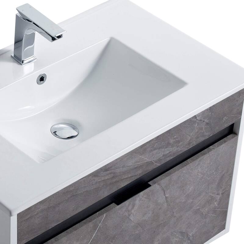 Fine Fixtures - Wall Mount Bathroom Vanity And Sink, Knob Free Design - Alpine Collection -