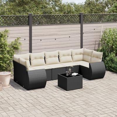 vidaXL Garden Sofa Set Black PE rattan Medium Adjustable Feet - 21.7 x 21.7 x 14.6