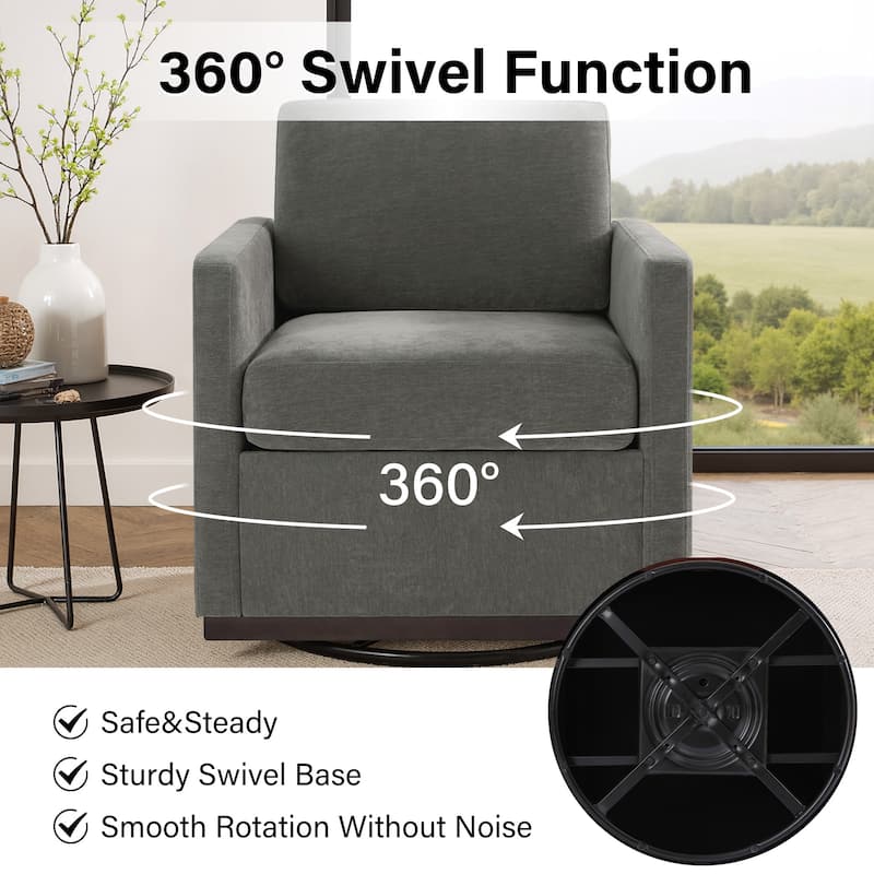 Chenille Leather Modern Swivel Accent Chair