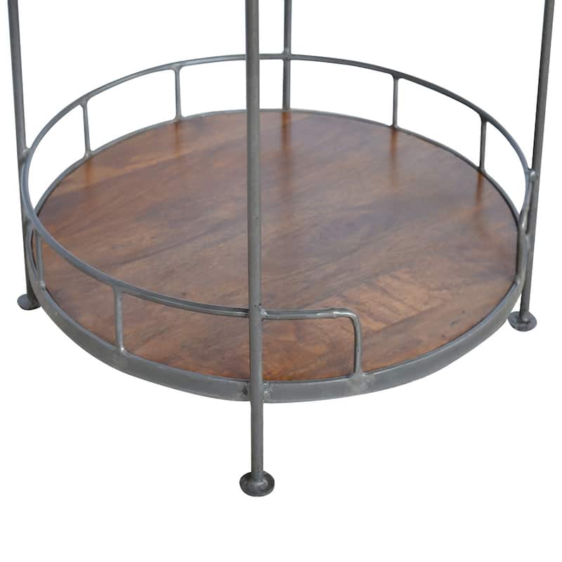 Artisan Furniture Solid Wood Industrial Round Butler Tray Table