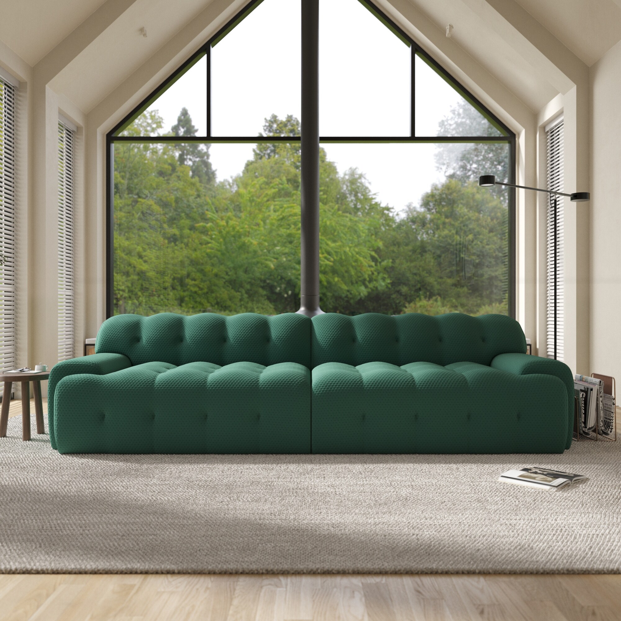 102.4" Cloud Sofa Couch,3-seater Upholstered 3D Textile Material Sectional Sofa For Living Room, Apartment