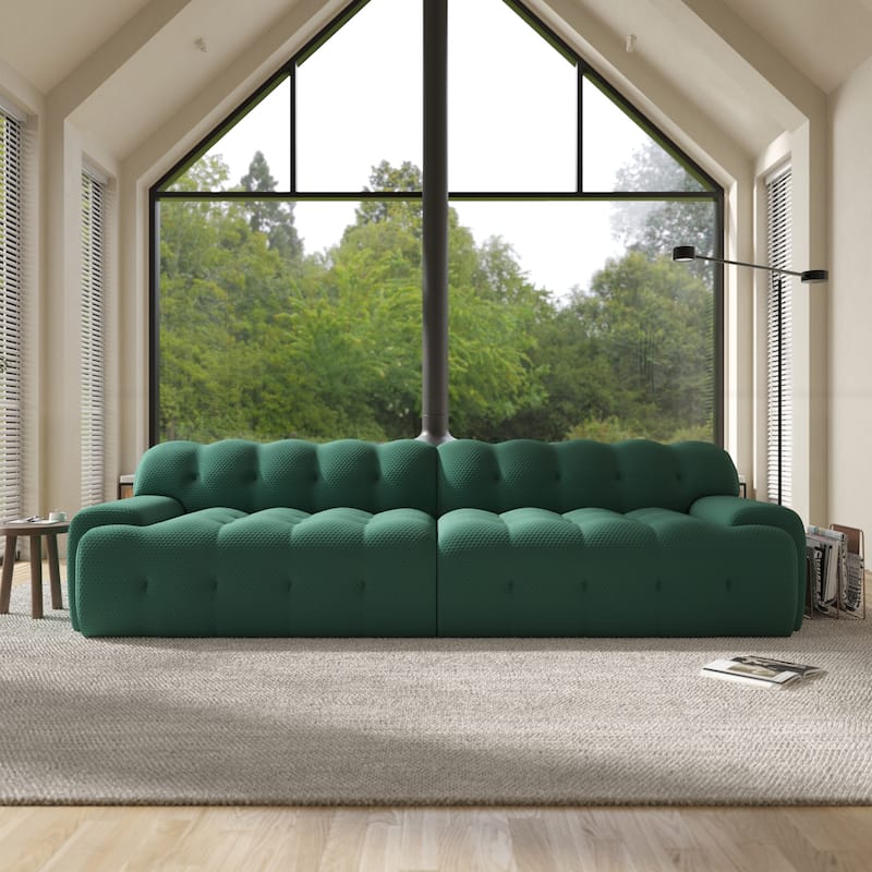 102.4" Cloud Sofa Couch，3-seater Upholstered 3D Textile Material Sectional Sofa For Living Room, Apartment