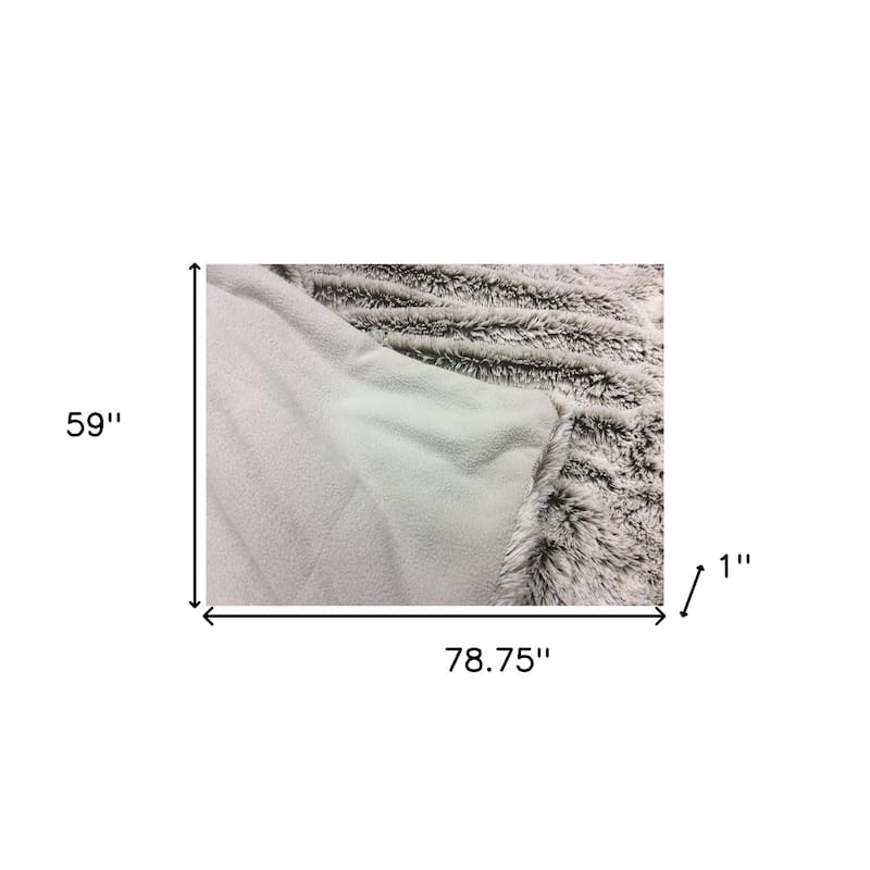 HomeRoots Gray Faux Fur Ombre Plush Throw