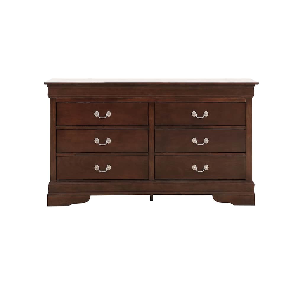 6-Drawer Wooden Bedroom Dresser - 57" - Dark Brown