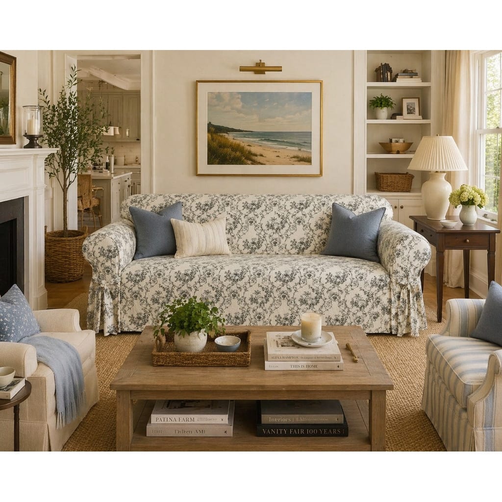 Classic Slipcovers Toile Print Sofa Slipcover