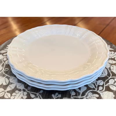 Antique White Set of 4 Dinner Plates