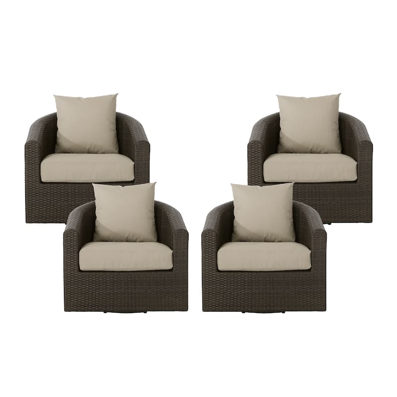 Darius Outdoor Aluminum Framed Wicker Swivel Club Chair (Set of 4) by Christopher Knight Home