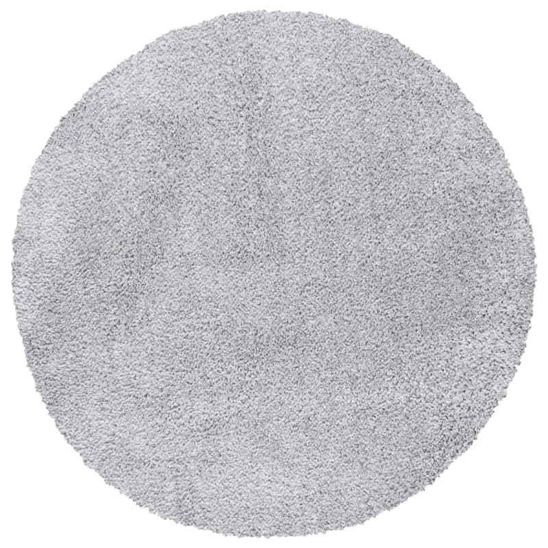 SAFAVIEH August Shag Solid 1.2-inch Thick Area Rug - 3' Round - Silver - Round