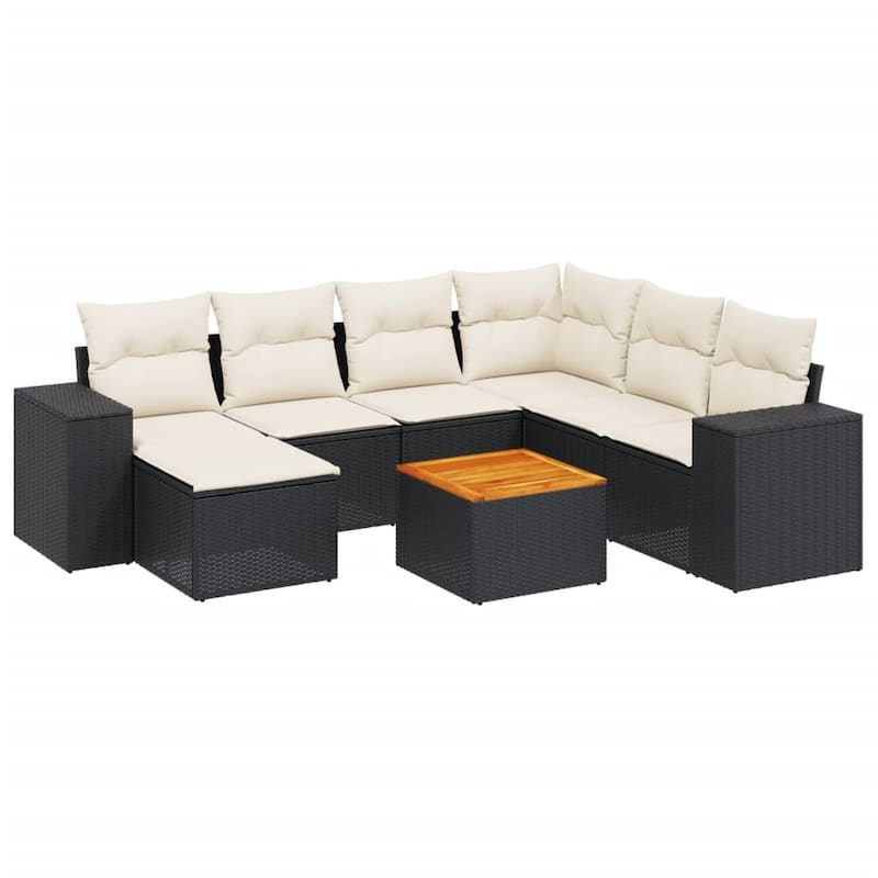 vidaXL Patio Sofa Set with Cushions Outdoor Furniture 8 Piece Poly Rattan