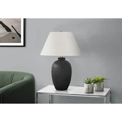 Lighting, 24"h, Table Lamp, Black Ceramic, Ivory / Cream Shade
