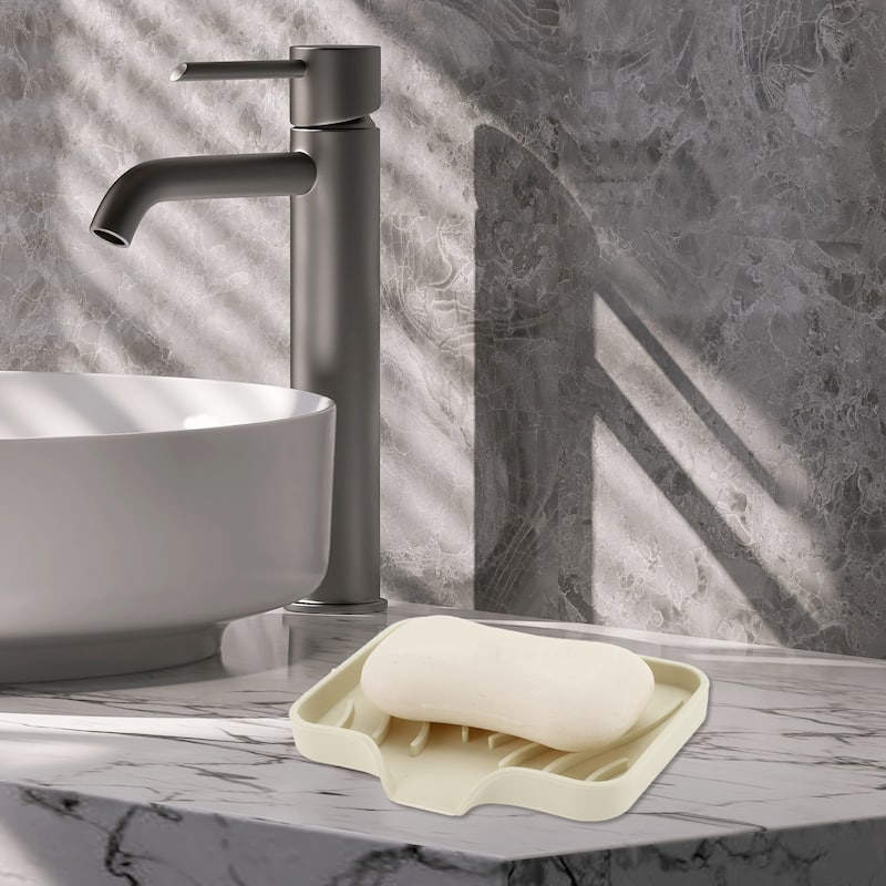 Waterproof Soap Holder with Draining for Bathroom 1 Pc - Beige - 4.8"x3.94"x0.71"