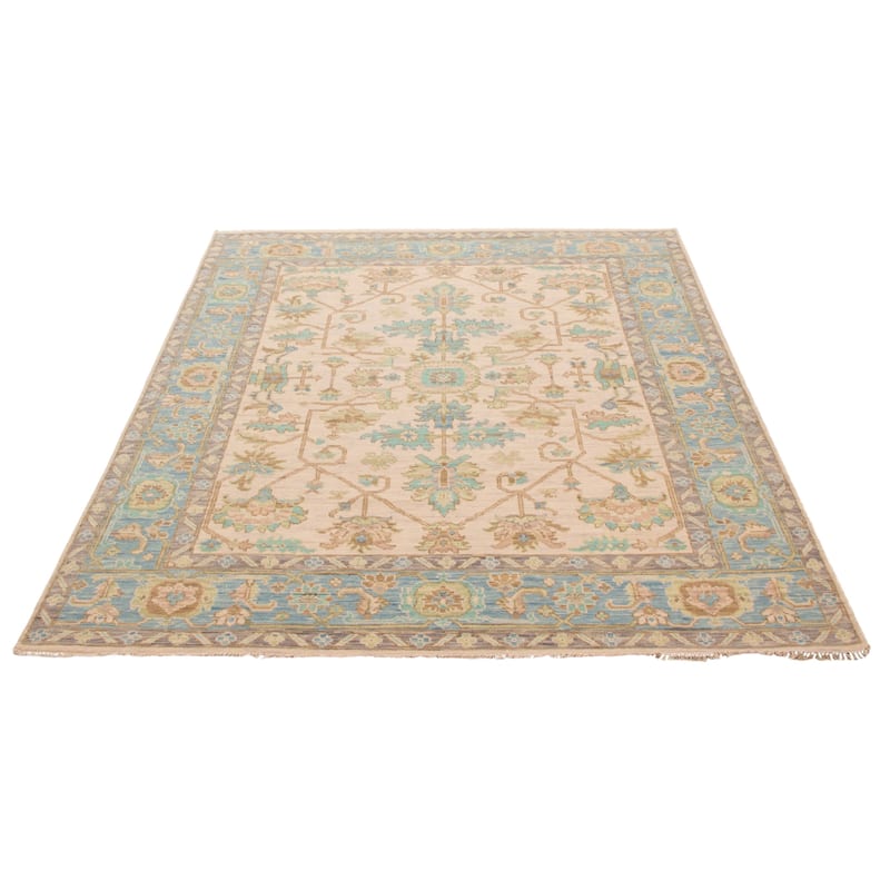 ECARPETGALLERY Hand-knotted Modern Oushak Ivory Wool Rug - 8' 2" x 9' 11"