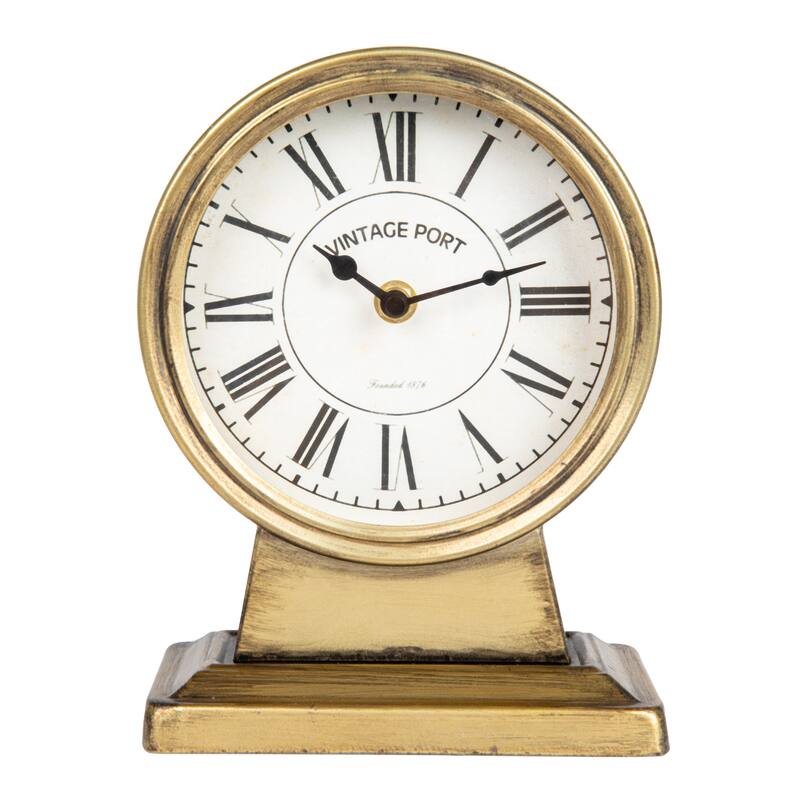 Metal Mantel Clock - Antique Gold