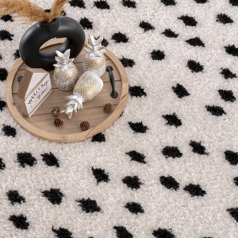 Hauteloom Cansu Living Room, Bedroom Area Rug - Contemporary - Plush Pile - Black - 2' x 3'