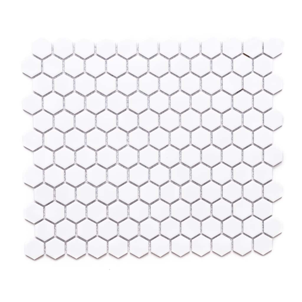 HoneyComb Remi 1x1 White Porcelain Hexagon Mosaic Tile - Floor, Wall & Backsplash