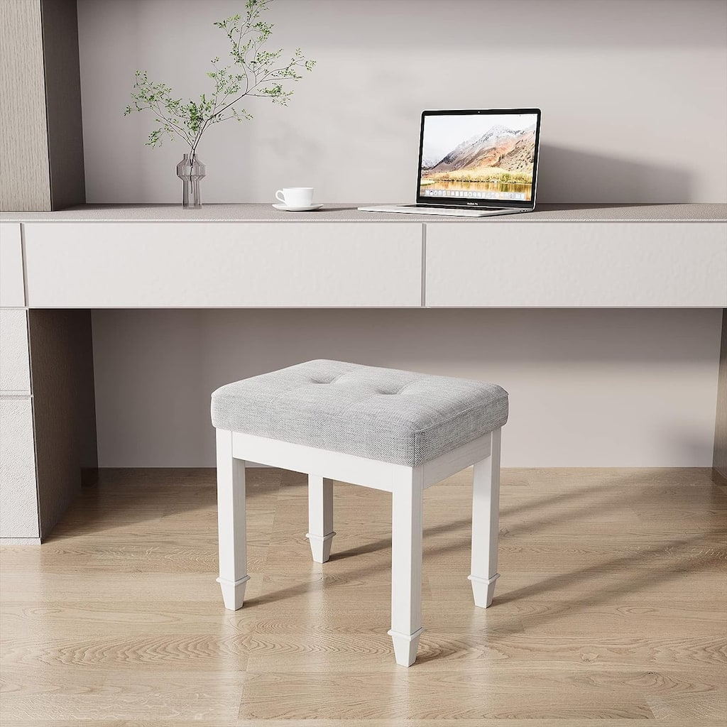 Vanity Stool Bench with Solid Wood Leg