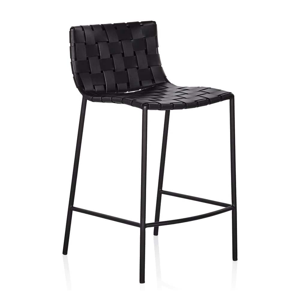Soho Mid-century Modern Leather Weave Bar Stool (26-inch/ 30-inch) (Single)