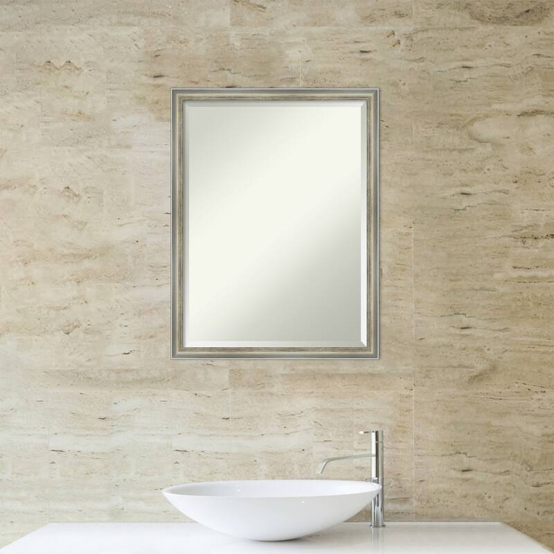 Salon Scoop Beveled Wood Framed Bathroom Vanity Wall Mirror