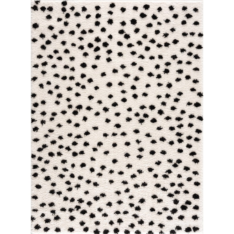 Hauteloom Cansu Living Room, Bedroom Area Rug - Contemporary - Plush Pile - Black - 2' x 3'