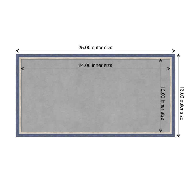 Amanti Art Theo Blue Narrow Framed Magnetic Board - Board Size 24x12