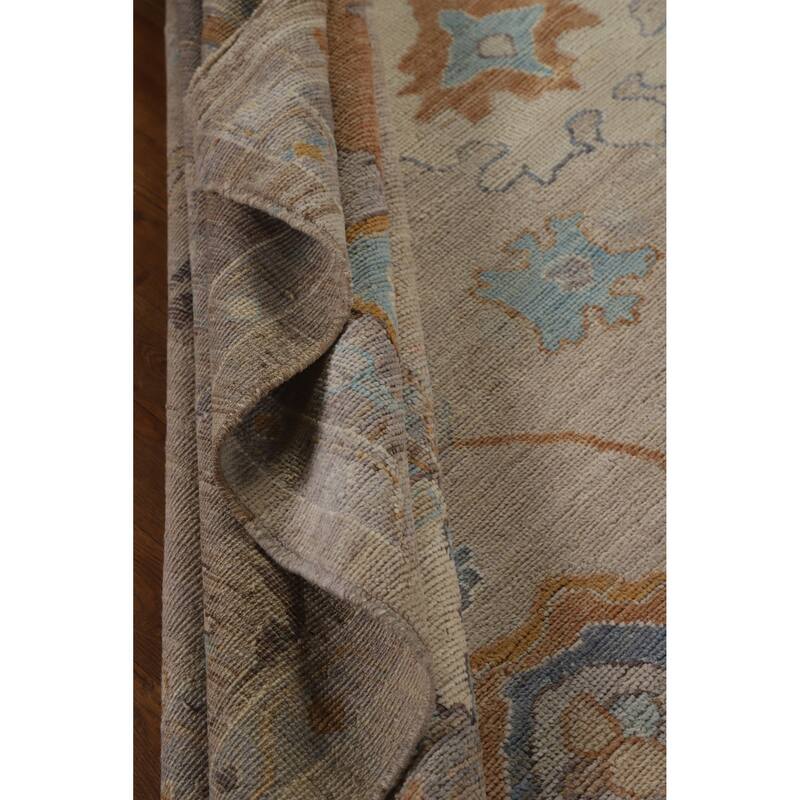 Hand Knotted Oriental 100% Wool Carpet Transitional All-Over Beige & Ivories Oushak Area Rug - 10' 0'' X 8' 2''