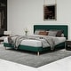 preview thumbnail 59 of 91, Caxkun Upholstered Platform Bed Frame with Wingback headboard Green - King