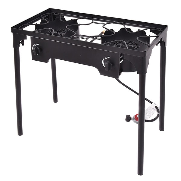 Costway Double Burner Gas Propane Cooker Outdoor Picnic Stove Stand