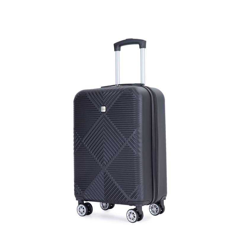 4-piece ABS lightweight suitcase, 14 inch makeup box, aircraft wheels (14/20/24/28) - Black