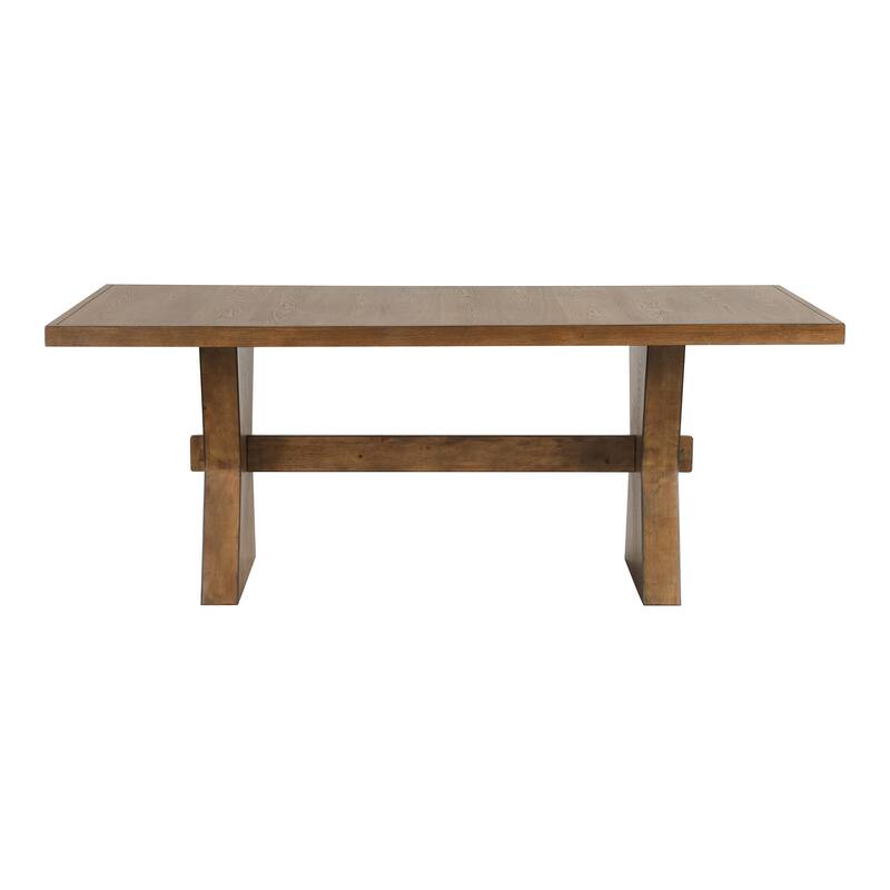 Furniture of America Synosin Farmhouse Rustic Oak 78-inch Wood Dining Table with Trestle Base
