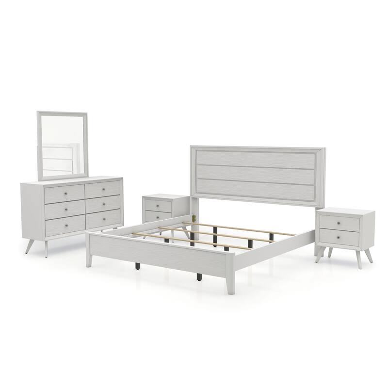 Furniture of America Kawi Modern 5-Piece White Wood Panel Bedroom Set