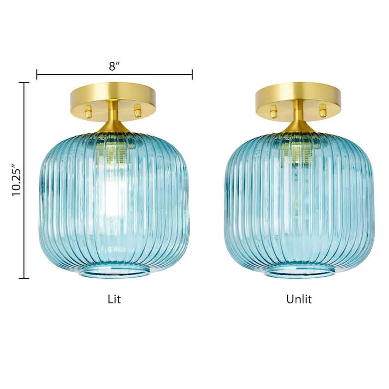 Ignace River of Goods Brushed Gold Metal 10.25-Inch Ceiling Light with Frosted White Glass Globe Shade