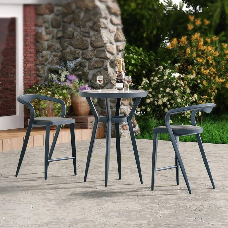 Outdoor Counter Height Bar Stools Set of 2, Comfortable Chairs for Indoor and Outdoor Use