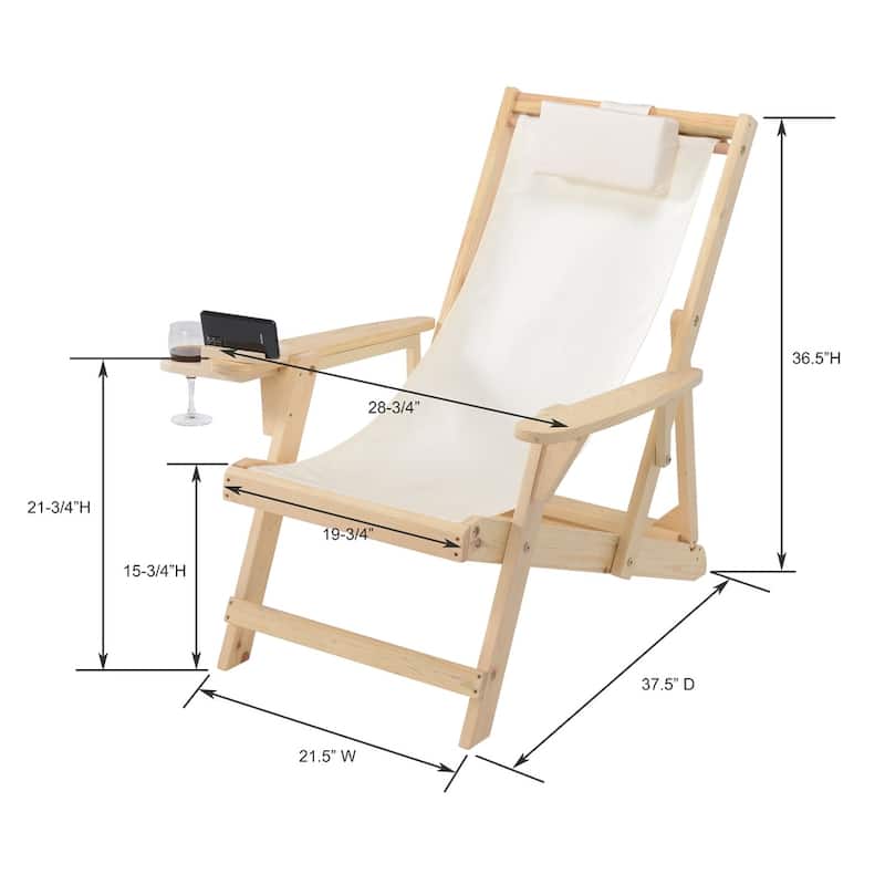 Romantic Collection Canvas Sling Chair with Cup Holder