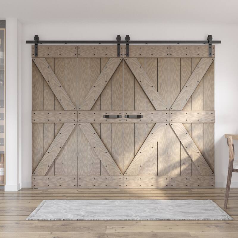 Coast Sequoia 30in./36in./48in./60in./72in. x 84in. Embossing Pine Wood Bi-Fold Barn Door With Sliding Hardware Kit