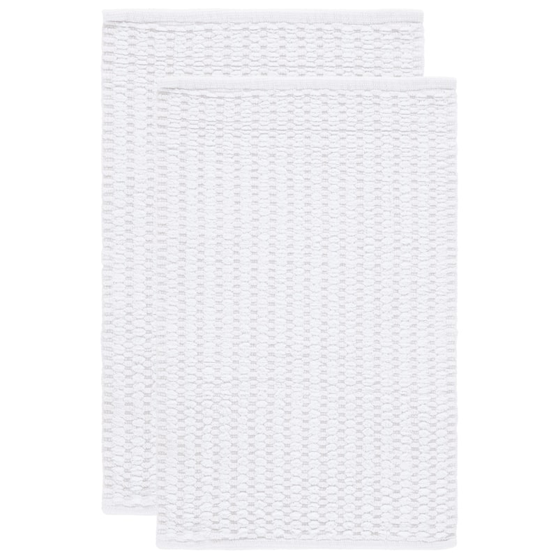 SAFAVIEH Home Oliva Textured Hatched 32"L x 20"W Bathmat Set of 2 - White