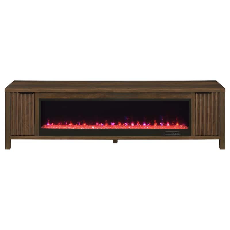 Carey 79-Inch TV Stand Fireplace Media Console Dark Pine