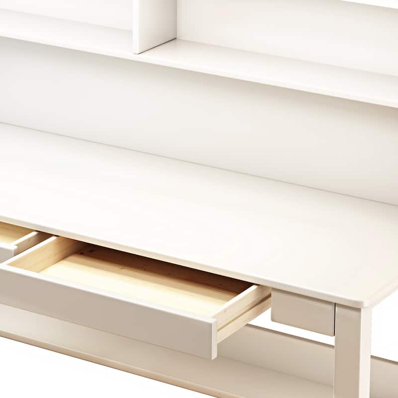 Kids Desk Wood Study Desk Writing Desk with Bookshelf