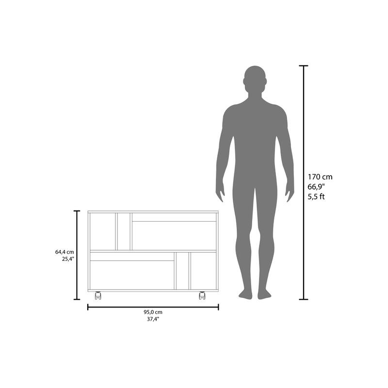 Anmytek White Rolling Storage Cart, Open Cubby Shelf Organizer, Living Room Side Table with Wheels