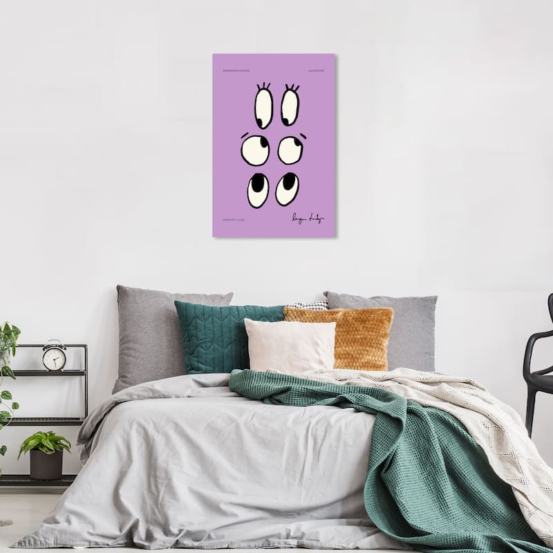 Wynwood Studio Canvas Advertising Positive Eyes Purple and Light Purple Modern & Contemporary Wall Art Canvas Print - 24 x 36