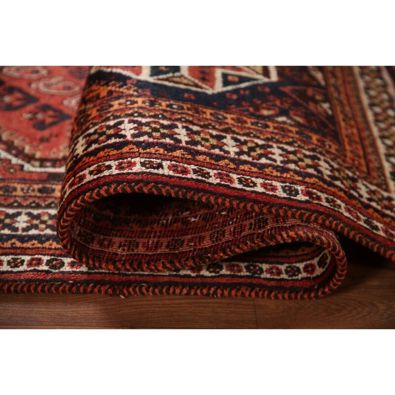 Qashqai Persian Vintage Area Rug Bedroom Hand-knotted Wool Carpet - 4'4"x 7'0"