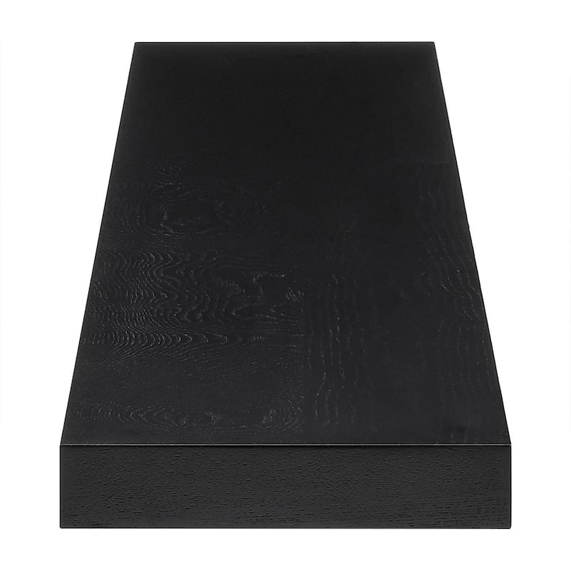 HomeRoots 75" Black Wooden Wall Mounted Floating Shelf