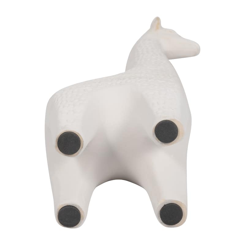 Sagebrook Home Clay Giraffe 12-Inch Loopy Pattern in Ivory, Charming Figurine - 5" x 4" x 12"