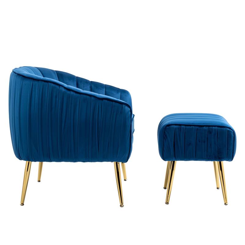 Velvet Accent Chair with Ottoman