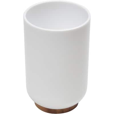 PADANG White Vanity Bath Tumbler Cup or toothbrush Holder - White Bamboo - 10 Fl oz