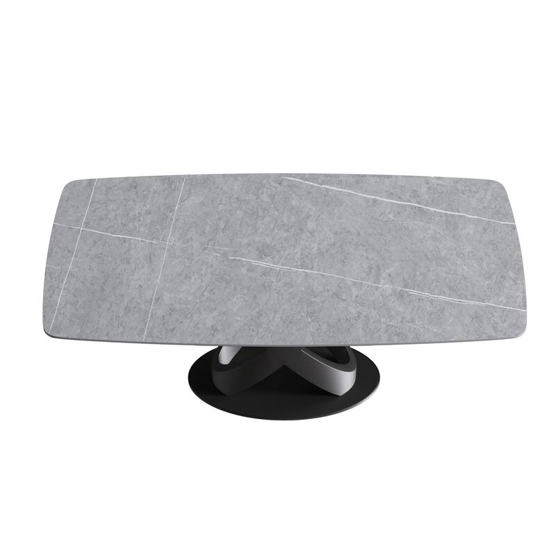 71" Rectangular Dining Table,Sintered Stone Tabletop Carbon Steel Legs
