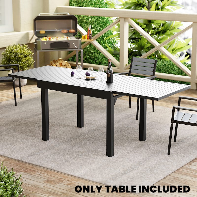 Outdoor Rectangle Extendable Dining Table by Crestlive Products - 28.74"/31.50" D x 82.68" W x 29.92" H - Black