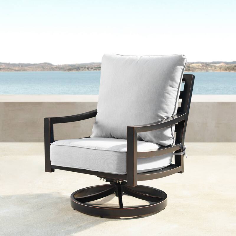 Aluminum 44in Fire Table Set with Four Swivel Rockers & Accessories