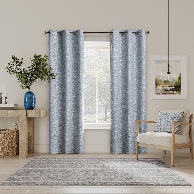 Sun Zero Serenity 2-Piece Abstract Magnetic Closure Total Blackout Grommet Curtain Panel Pair