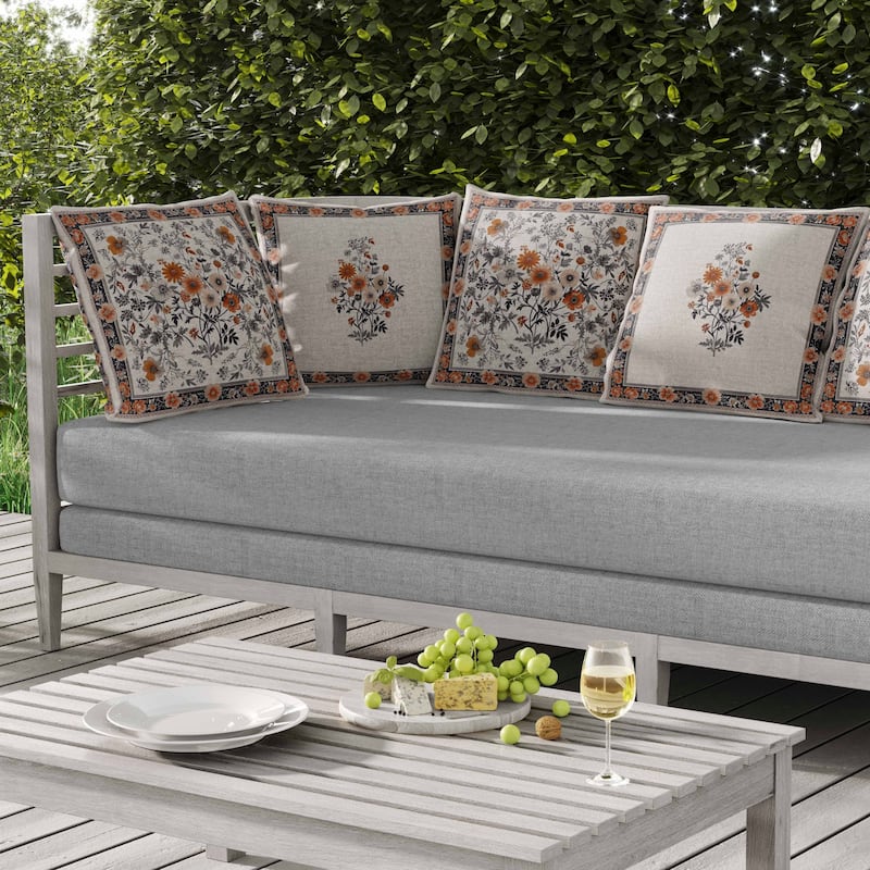 Garden Glory Indoor/Outdoor Reversible Throw Pillow Orange and Peach