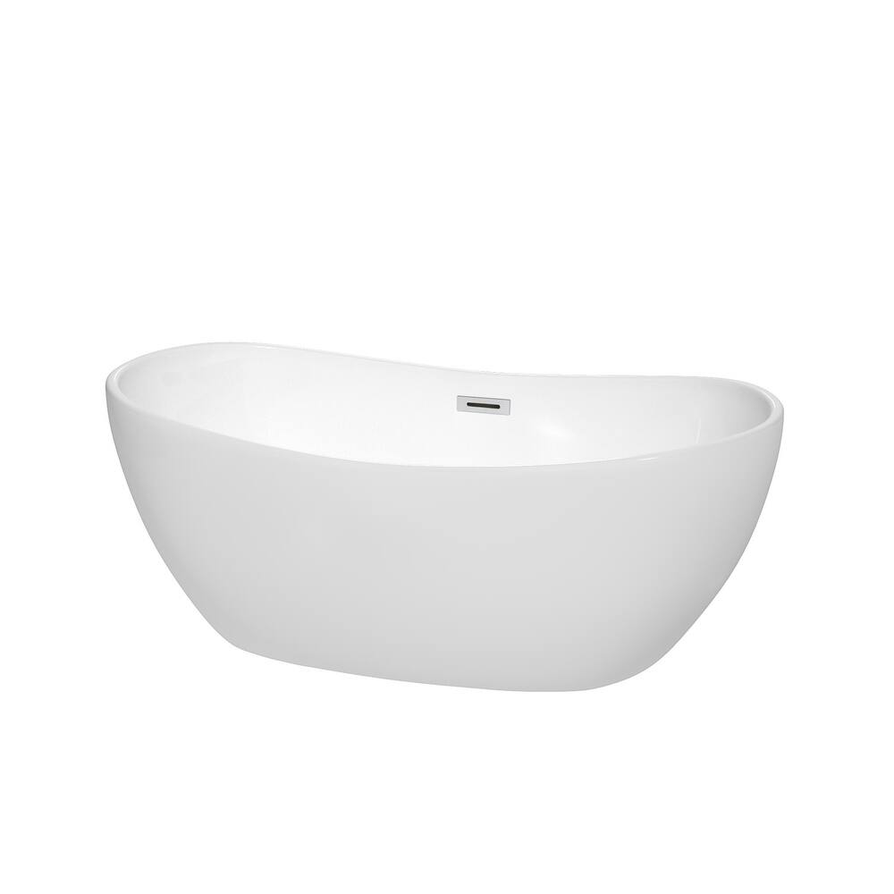 Wyndham Collection Rebecca 60" Free Standing Acrylic Soaking Tub with
